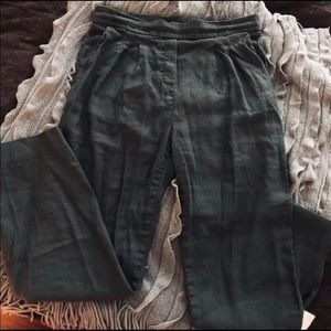 Aritzia Babaton Cohen Linen Pants in Dark Green